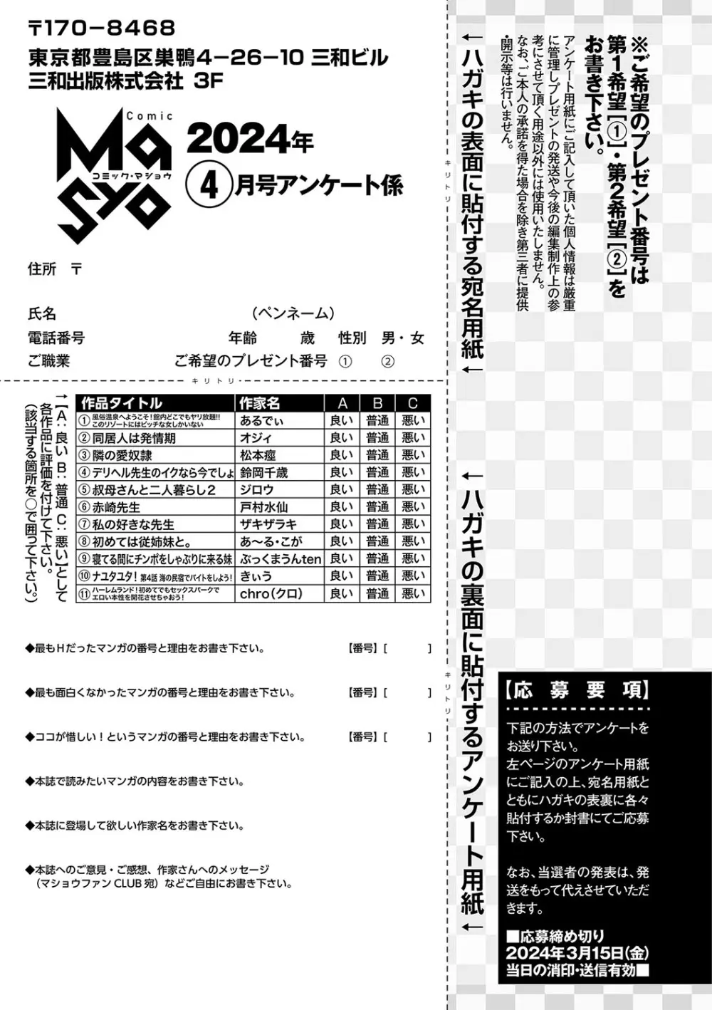 コミックマショウ 2024年4月号 256ページ