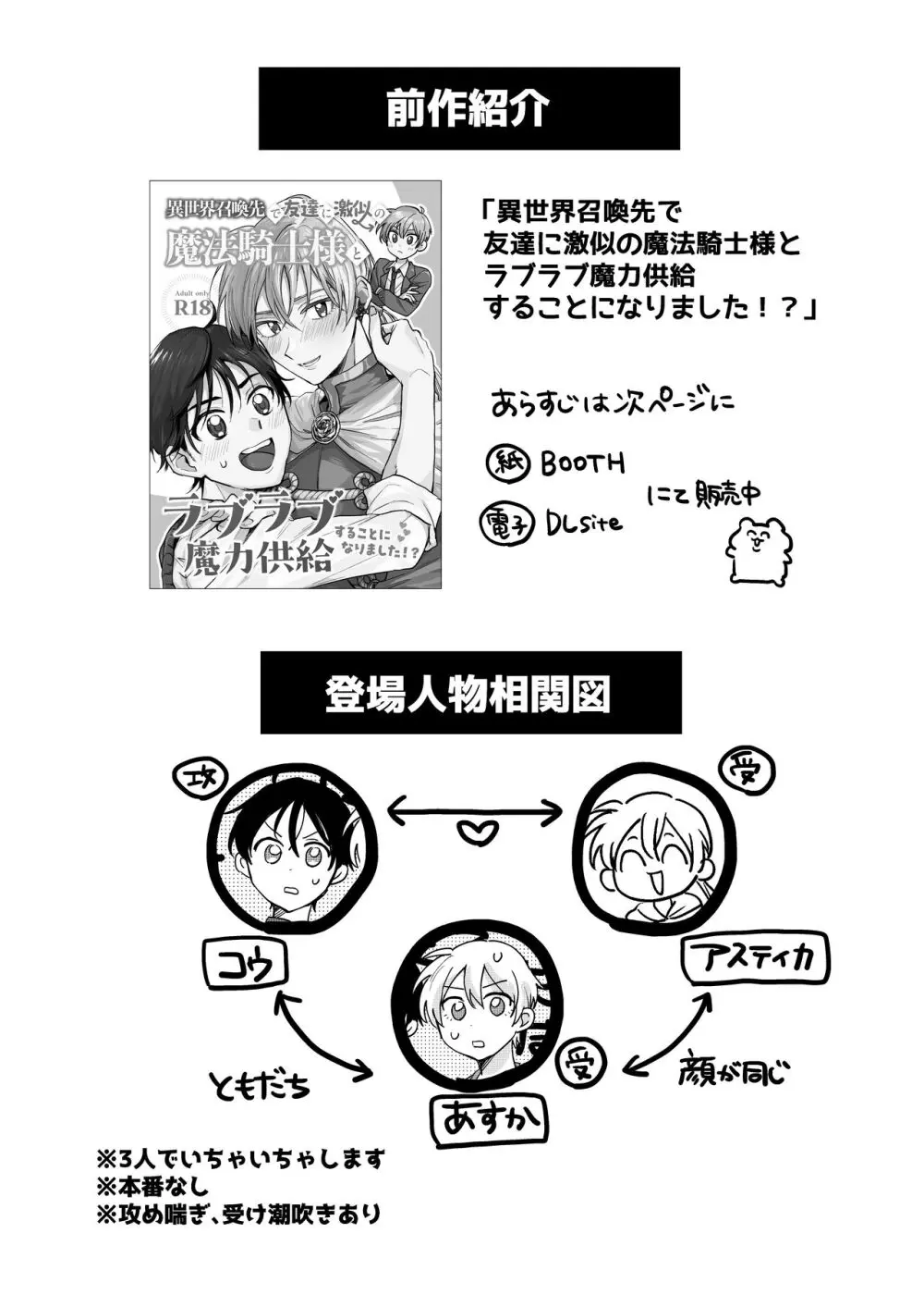 異世界召喚先で友達に激似の魔法騎士様とラブラブ魔力供給することになりました!?2 -友達もいっしょ編- 3ページ