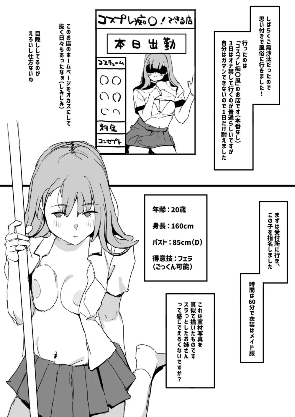 風俗レポ漫画 1 コスプレ痴●店編 2ページ